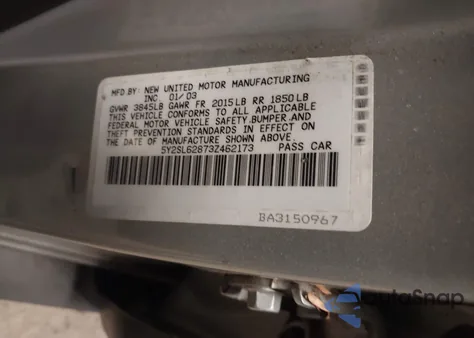 2003 Pontiac Vibe z USA, uszkodzony, nr VIN 5Y2SL62873Z462173